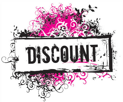Composición gráfica con la palabra Discount